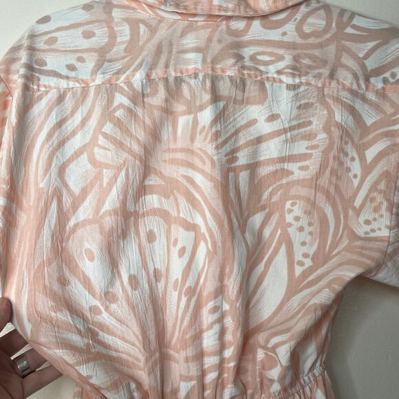 Vintage 70s Pink Tabby of California Abstract Botanical Print Shirtdress Sz 10 - Picture 12 of 13